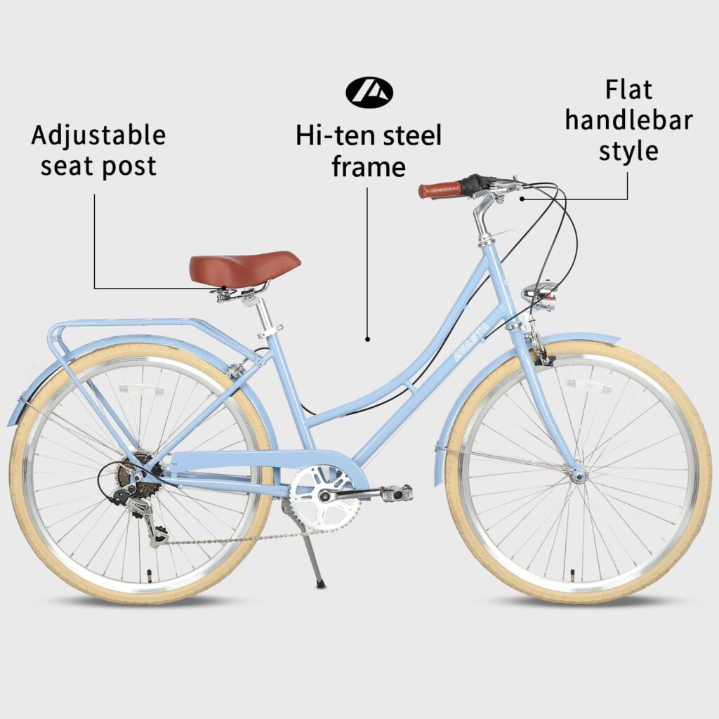 AVASTA Astrid Womens 6 Speed Step-Through Hybrid Cruiser Bicycle, 26 inch Wheels, Multiple Colors