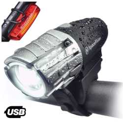 Best Bicycle Light - Eagle Eye USB Rechargeable Bike Light Set by Apace Vision