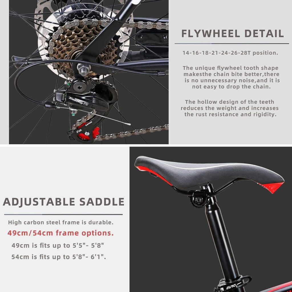 EUROBIKE 700C Wheels Mens Road Bike, 49/54CM Frame Options with Disc Brake, 21 Speed Adult Road Bicycle, 700C Road Bikes for Men