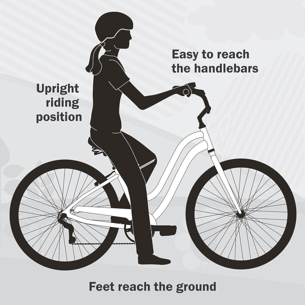 Hiland 26 Inch Womens Beach Cruiser Bike,Rear Coaster Brake,Low Step-Through Single Speed,Comfortable Seat with Dual Springs Commuter Bike for Woman Man Adult Boy and Girl