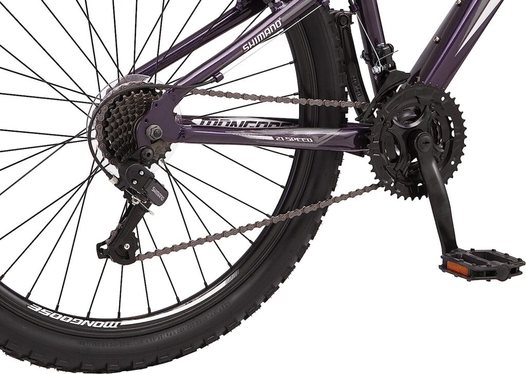 Mongoose Flatrock Youth/Adult Hardtail Mountain Bike, 24 to 29-Inch Wheels, 21-Speed Twist Shifters, 14.5 to 18-Inch Lightweight Aluminum Frame