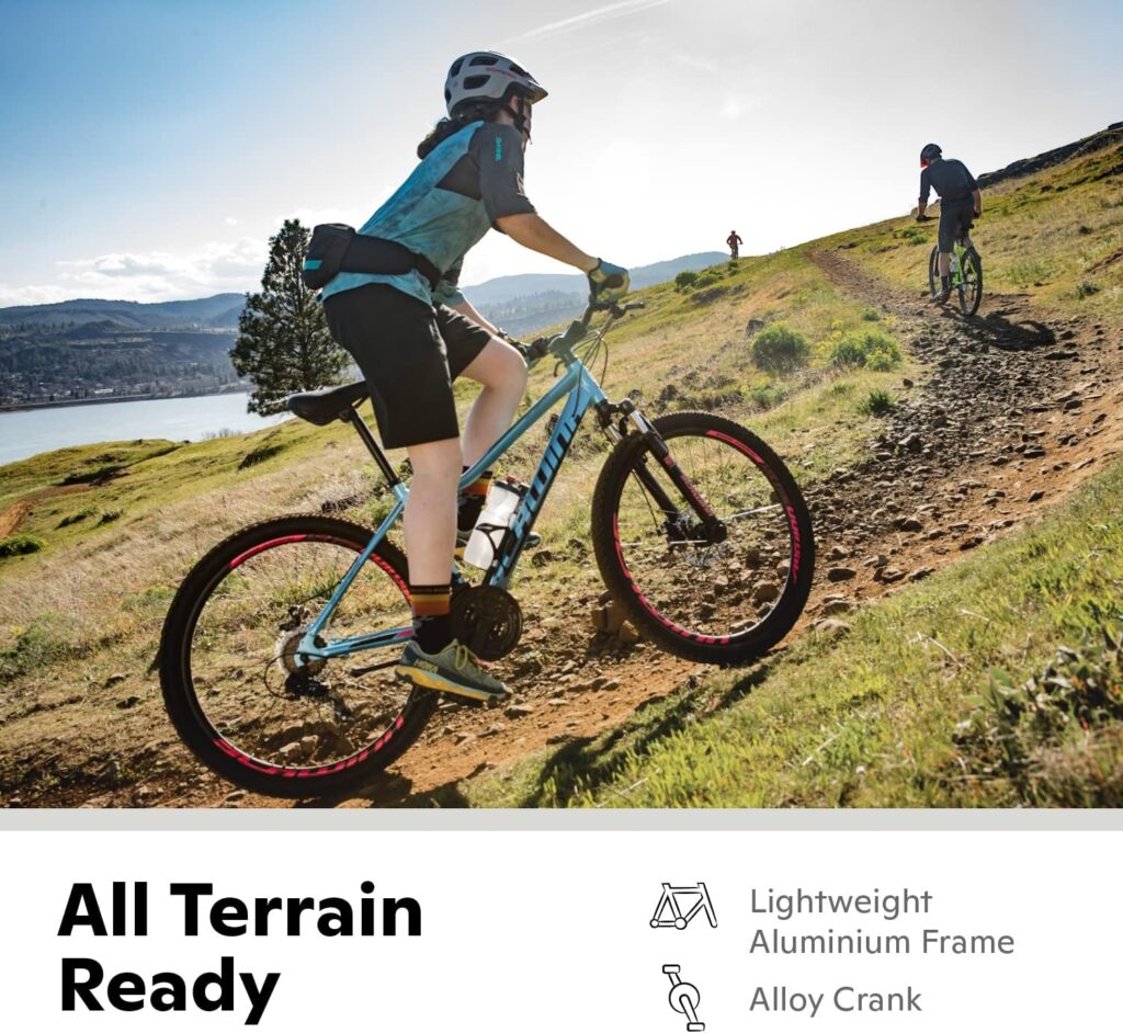 Schwinn High Timber Youth/Adult Mountain Bike for Men and Women, Aluminum and Steel Frame Options, 7-21 Speeds Options, 24-29-Inch Wheels