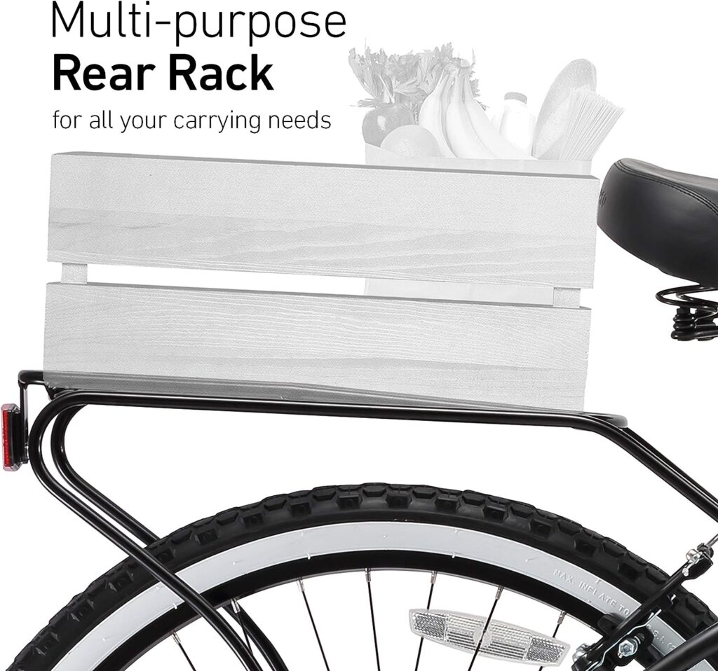 sixthreezero Around The Block Mens Beach Cruiser Bike, Step-Through Hybrid Bicycle with Rear Rack, 24 or 26 Inch Wheels, Multiple Speed Options and Colors sixthreezero Around The Block Mens Beach Cruiser Bike, Step-Through Hybrid Bicycle with Rear Rack, 24 or 26 Inch Wheels, Multiple Speed Options and Colors