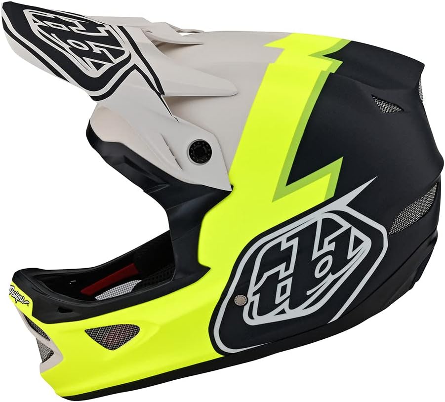 Troy Lee Designs Downhill D3 Fiberlite Volt Full Face Mountain Bike Helmet for Max Ventilation Lightweight MIPS EPP EPS Racing Downhill BMX MTB DH - Adult Mens Womens Unisex (Flo Yellow, MD)