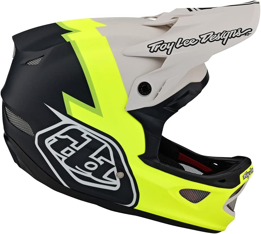 Troy Lee Designs Downhill D3 Fiberlite Volt Full Face Mountain Bike Helmet for Max Ventilation Lightweight MIPS EPP EPS Racing Downhill BMX MTB DH - Adult Mens Womens Unisex (Flo Yellow, MD)