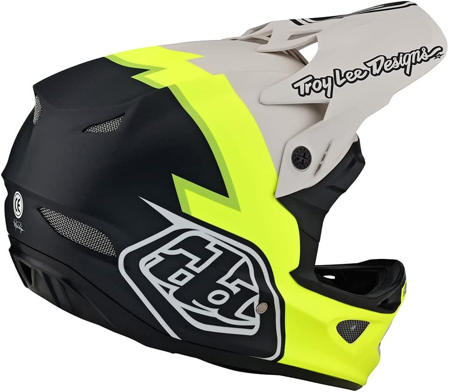 Troy Lee Designs Downhill D3 Fiberlite Volt Full Face Mountain Bike Helmet for Max Ventilation Lightweight MIPS EPP EPS Racing Downhill BMX MTB DH - Adult Mens Womens Unisex (Flo Yellow, MD)