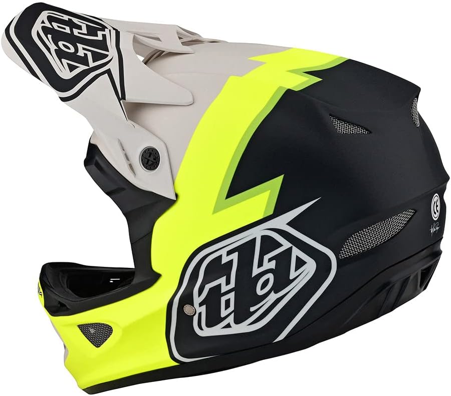Troy Lee Designs Downhill D3 Fiberlite Volt Full Face Mountain Bike Helmet for Max Ventilation Lightweight MIPS EPP EPS Racing Downhill BMX MTB DH - Adult Mens Womens Unisex (Flo Yellow, MD)