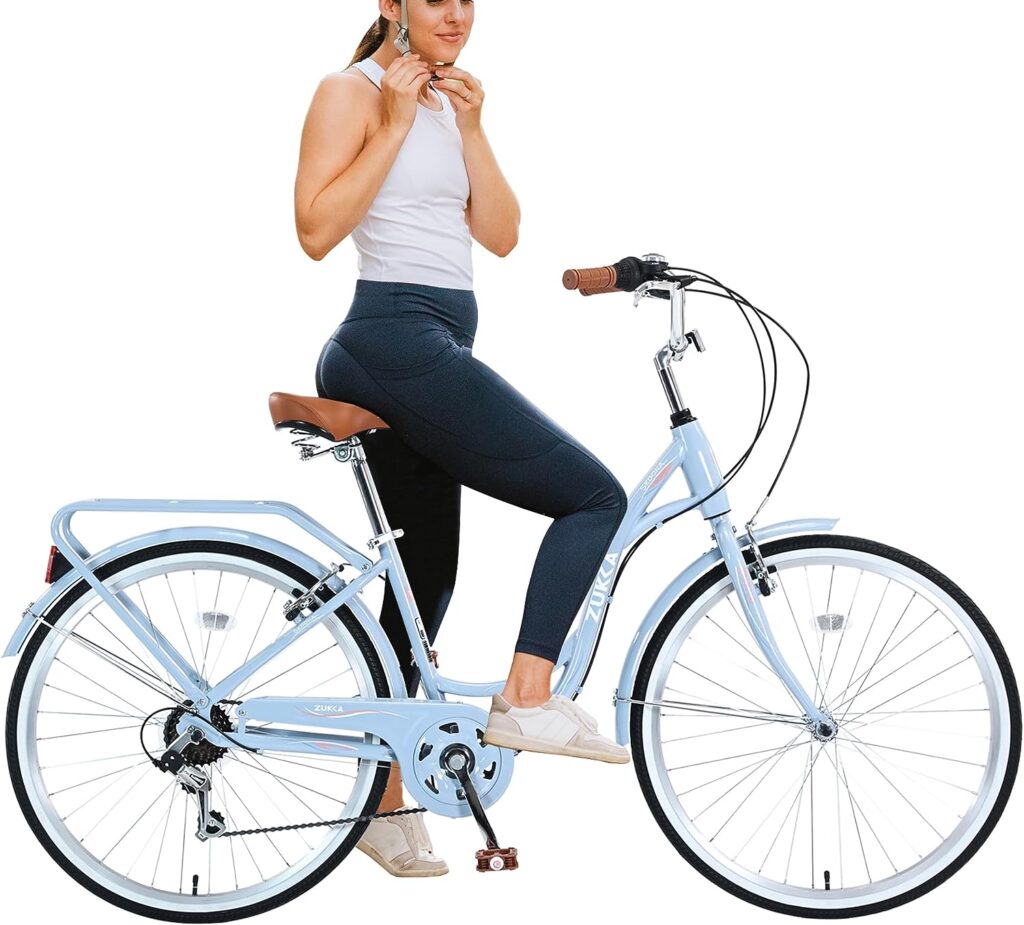Womens Beach Cruiser Bike 26 Inch Bicycles for Women Adjustable Seat, 7 Speed Commute Bike for Women Adults, Womens Bicycle